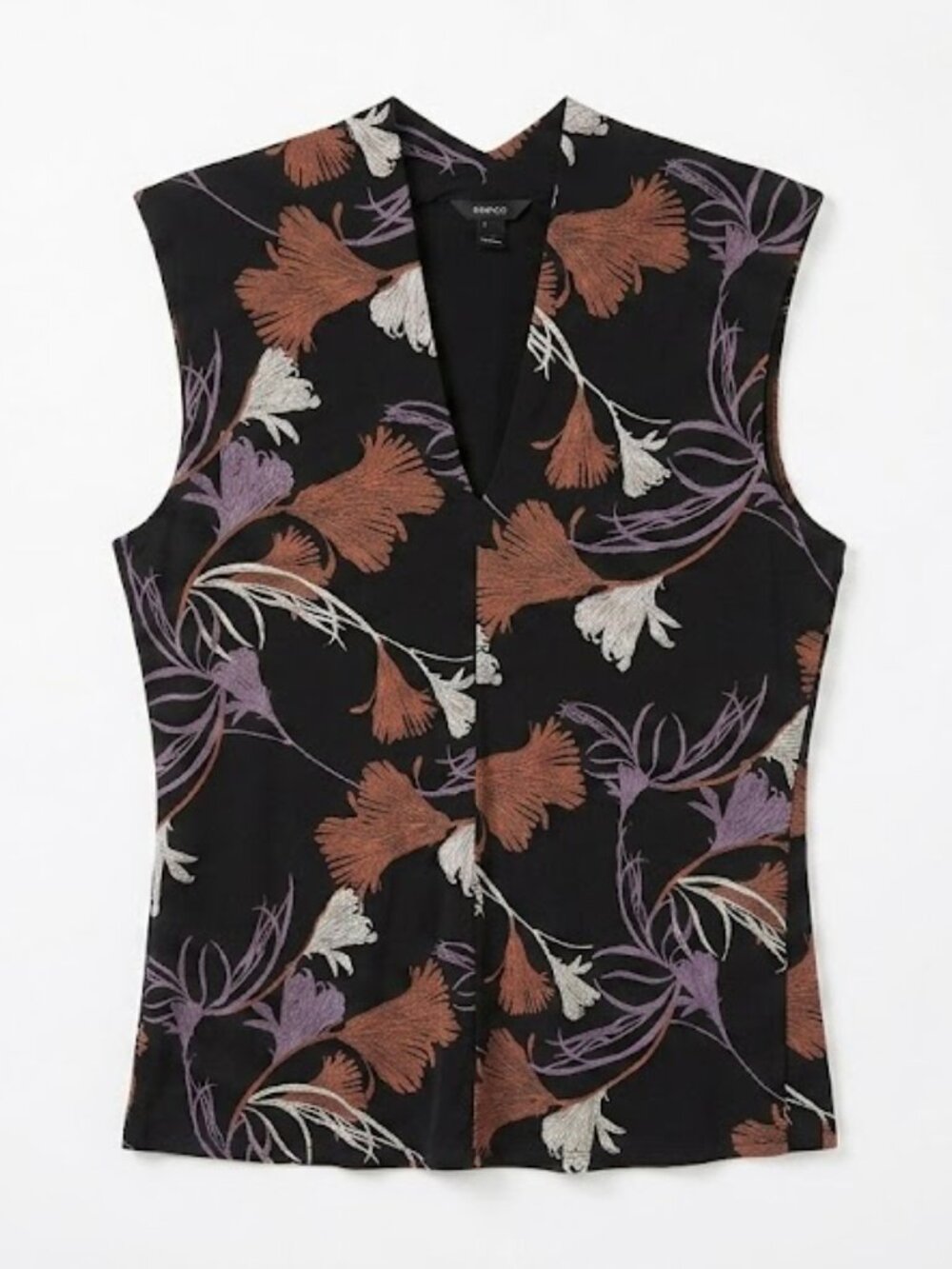 RW&CO. Black Floral Sleeveless V-Neck Top